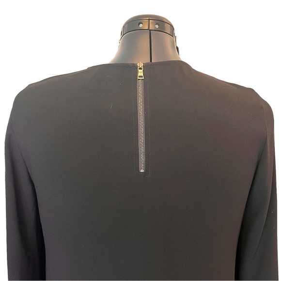 BCBG Max Azria Black Long Sleeve Blouse with Asymmetric Front Hem - Picture 11 of 13